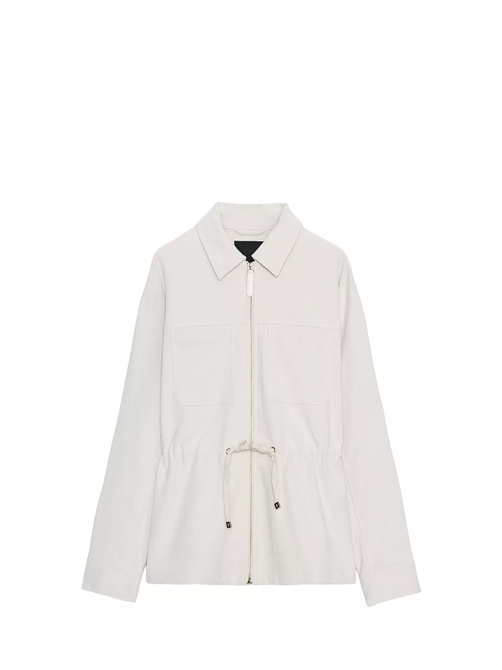Zara Women’s Cream Drawstring Waist Zip-Front Jacket